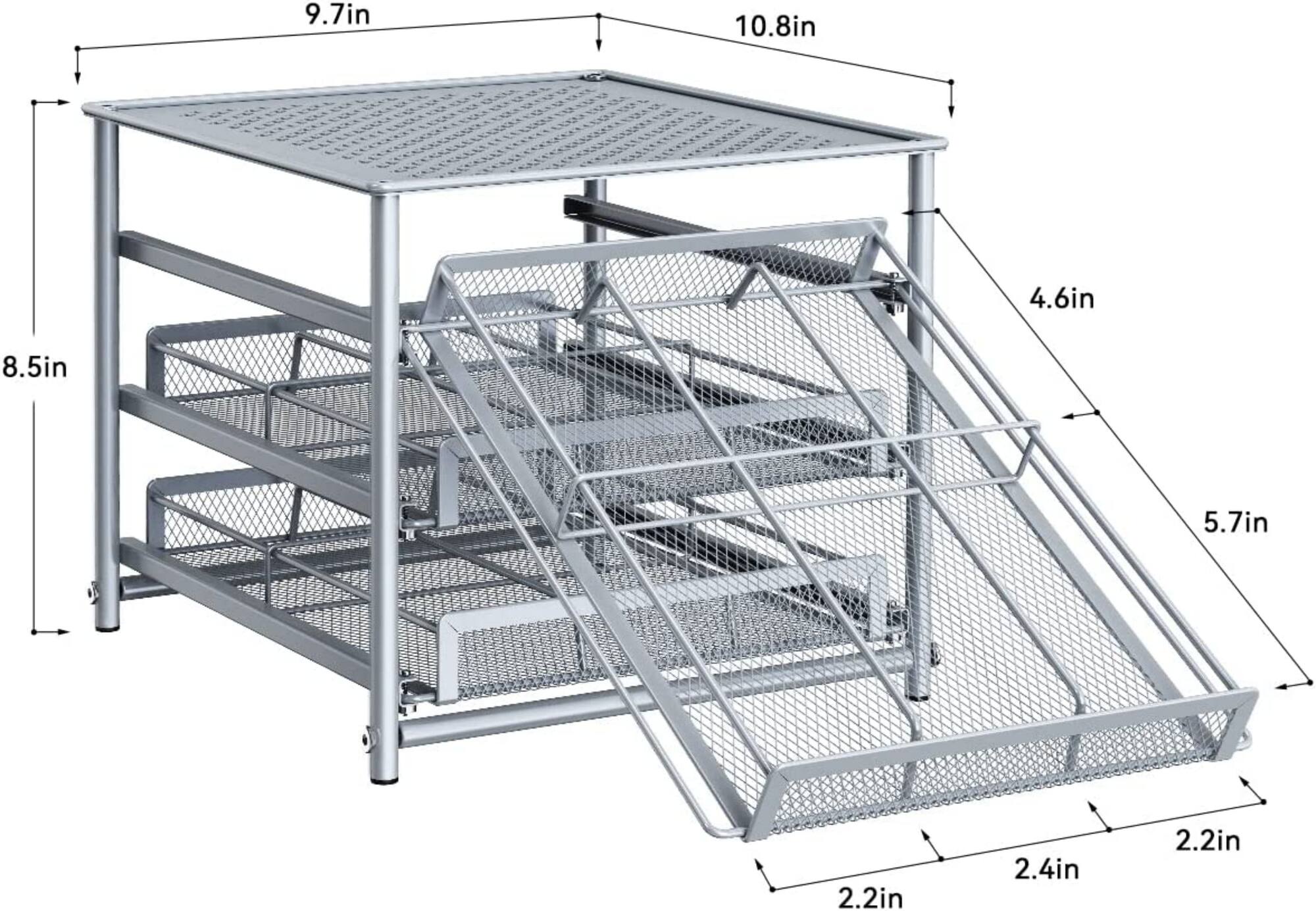 NEX™ 3-Tier 18-Bottle Metal Spice Rack with Drawer Organizer